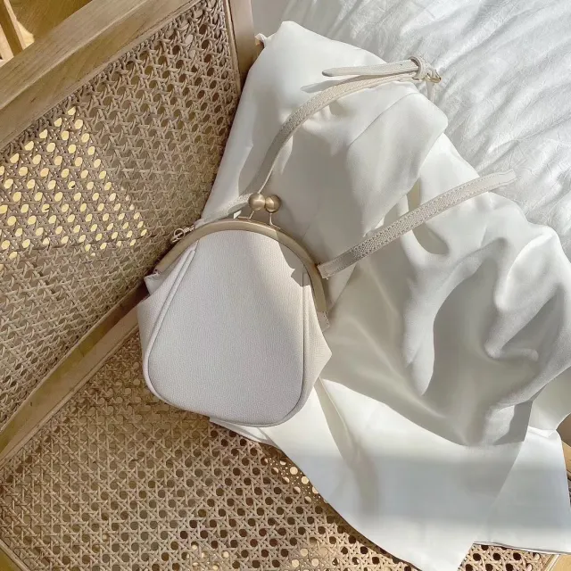 Small Round Women's Simple And Versatile One shoulder Messenger Bag Beige - Shop at LoveMi