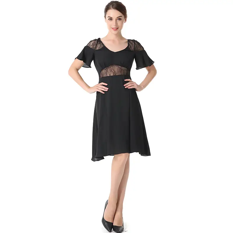 Stitching Lace Hollow Sexy Chiffon Skirt