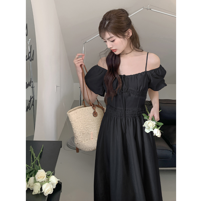 Off Shoulder Strap Dress For Women In Summer Black - Shop at LoveMi