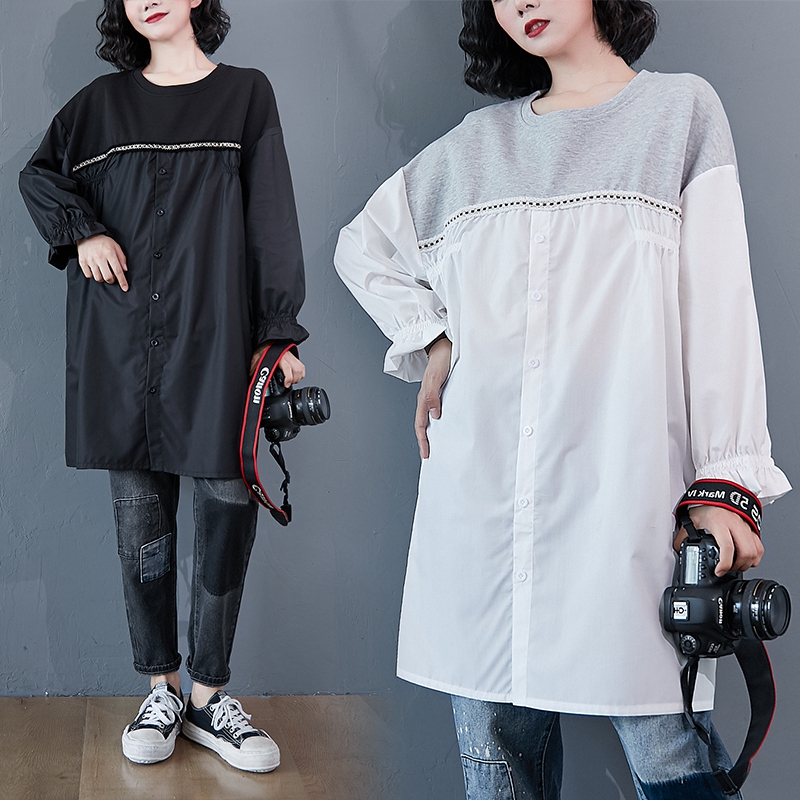 Loose Slimming Shirt Mid-length Top