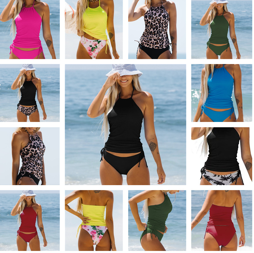 Title 4, Split Backless Zipper Solid Color Swimsuit Beach