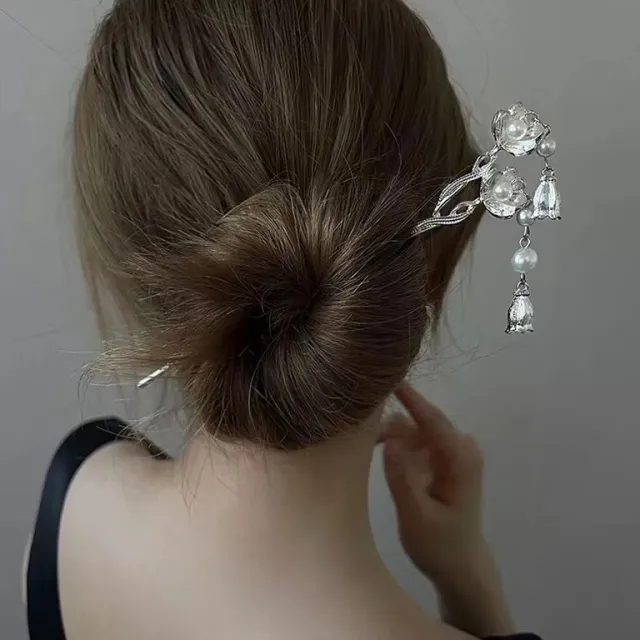 Flower Tassel Hairpin Women's High Sense Silver - Shop at LoveMi