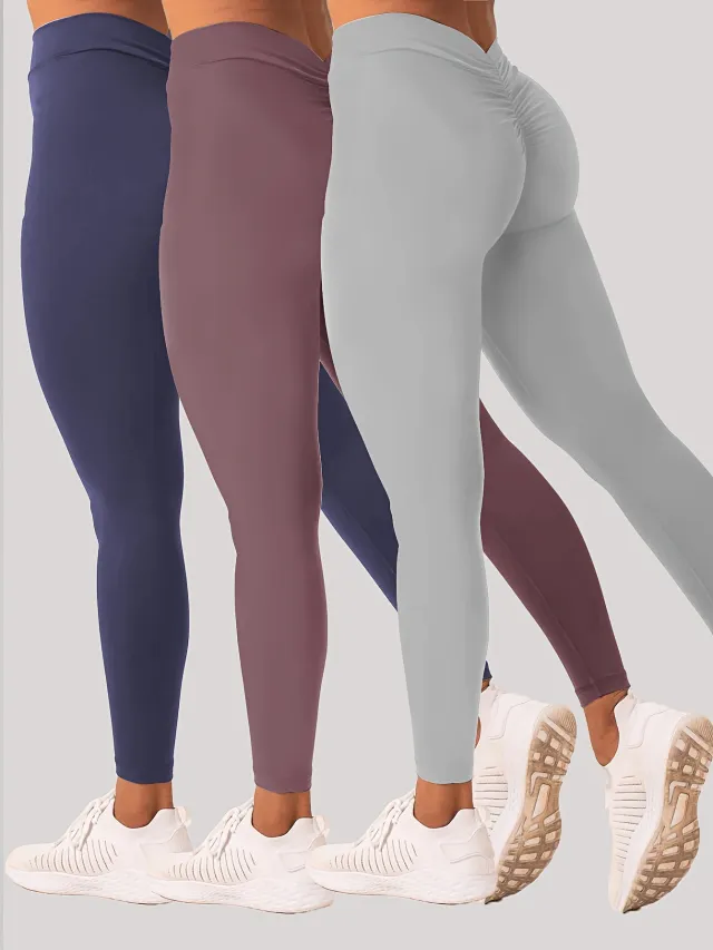 3 Pack Women's Yoga Leggings With High Waistband, Moisture Wicking, And Stretchy, Perfect For Outdoor Activities And Fitness 3Pack3 - Shop at LoveMi