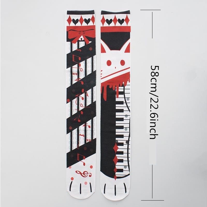 Card Through Knee Printed Bottoming Girls' Stockings