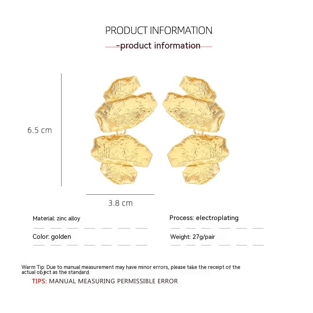 Alloy Leaf-shaped Earring Irregular Leaf Earrings