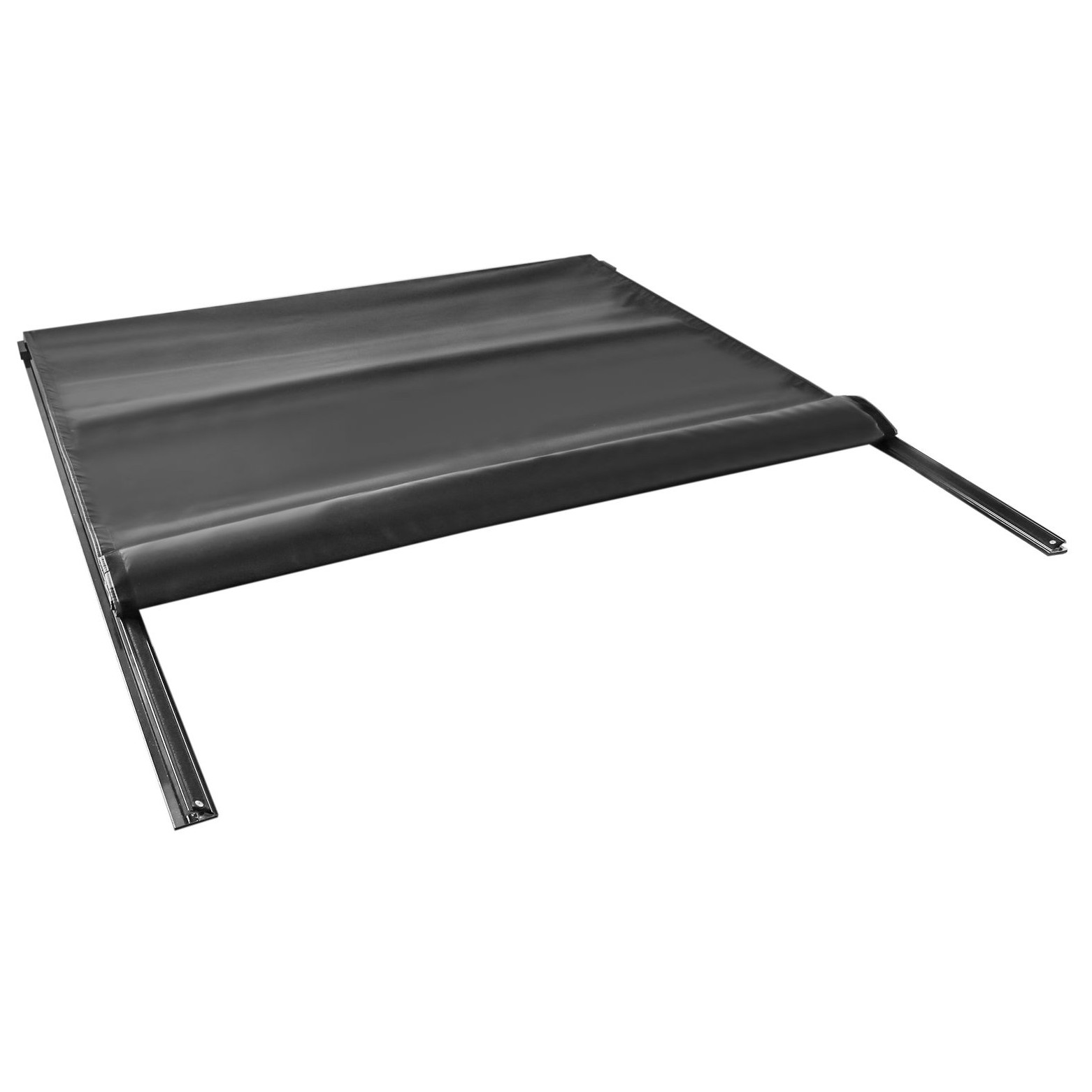 Mankee soft roll-up tonneau cover fully open showing unobstructed 6ft Tacoma truck bed
