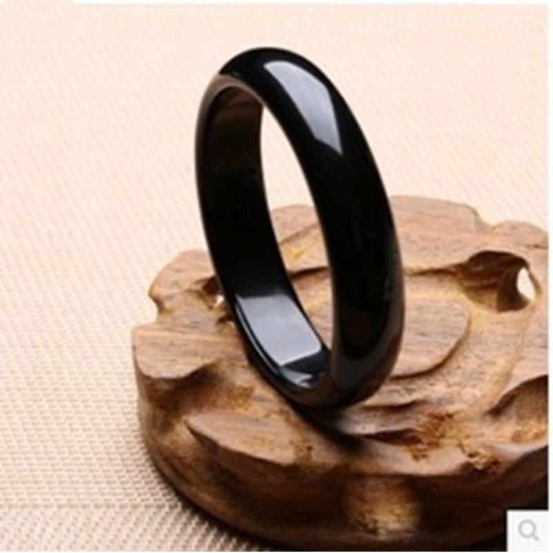 Title 4, Natural Brazil Black Agate Bracelet Pure Black ...