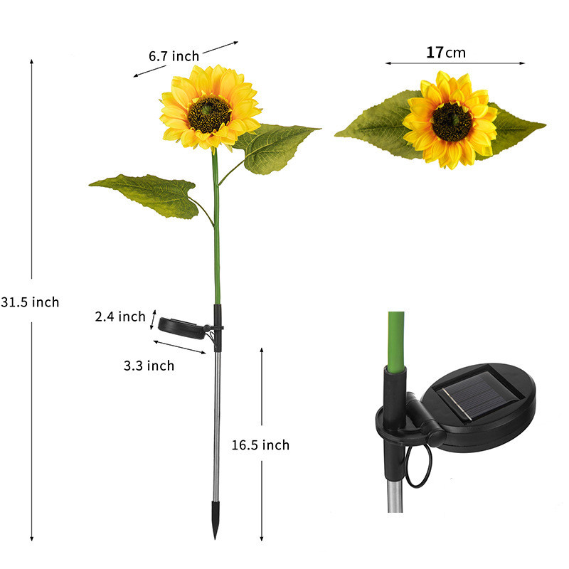 Title 1, Lâmpada Solar LED Girassol Três Cabeças para Ja...