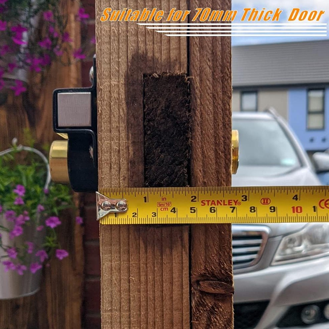 70mm Both Sides Gate Lock Garden Security Double Long Throw