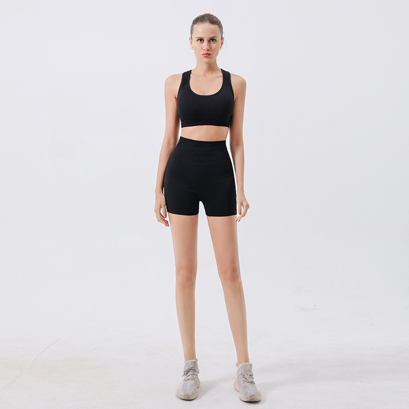 Workout Sets For Women 2 Piece Seamless Ribbed Crop Tank High Waist Shorts Yoga Outfits — foto 7
