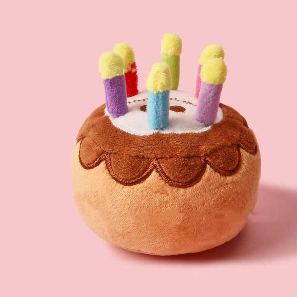 New Product Pet Plush Toy Pet Birthday Candle Cake - Brown
