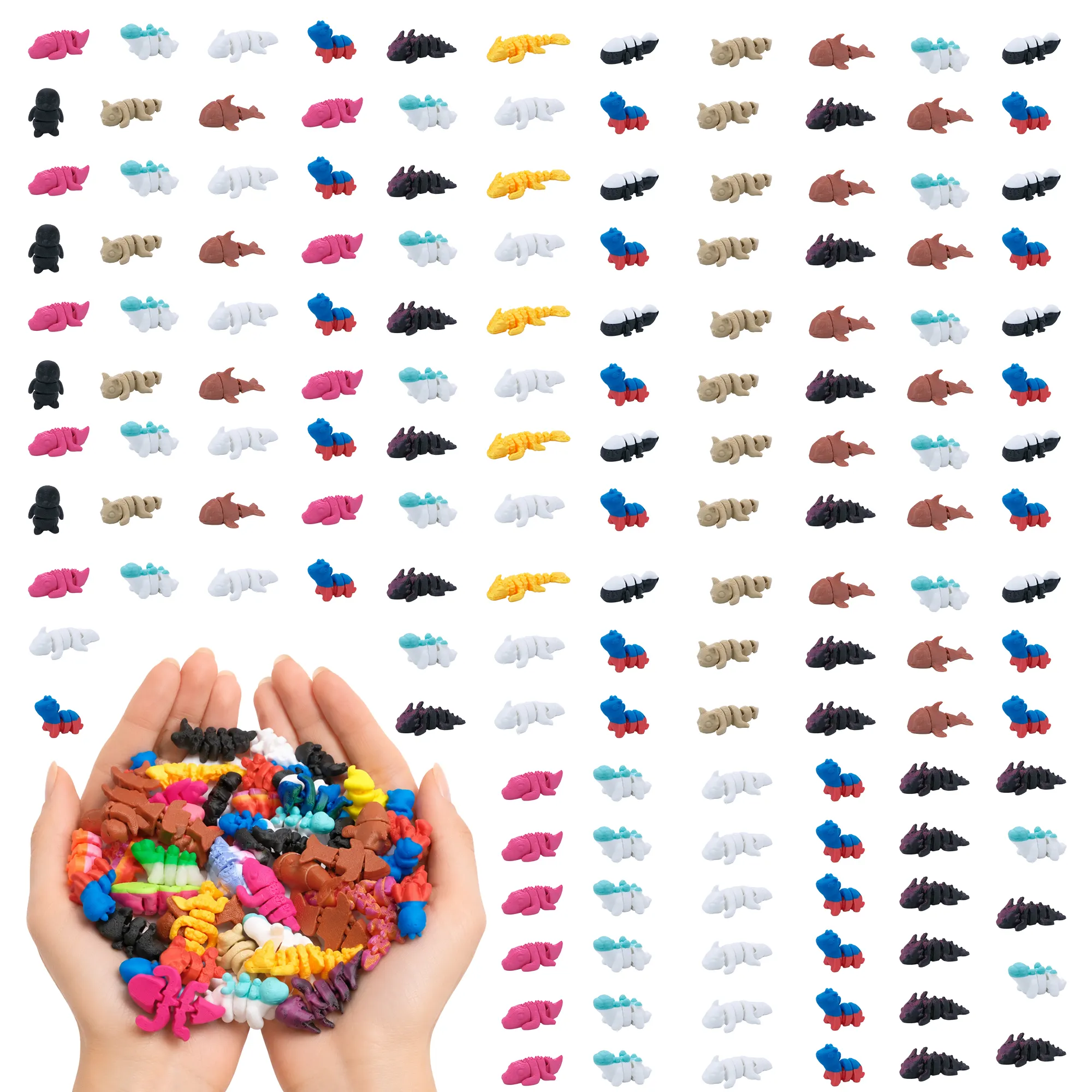 150 Pack 3D Printed Mixed Mini Animals