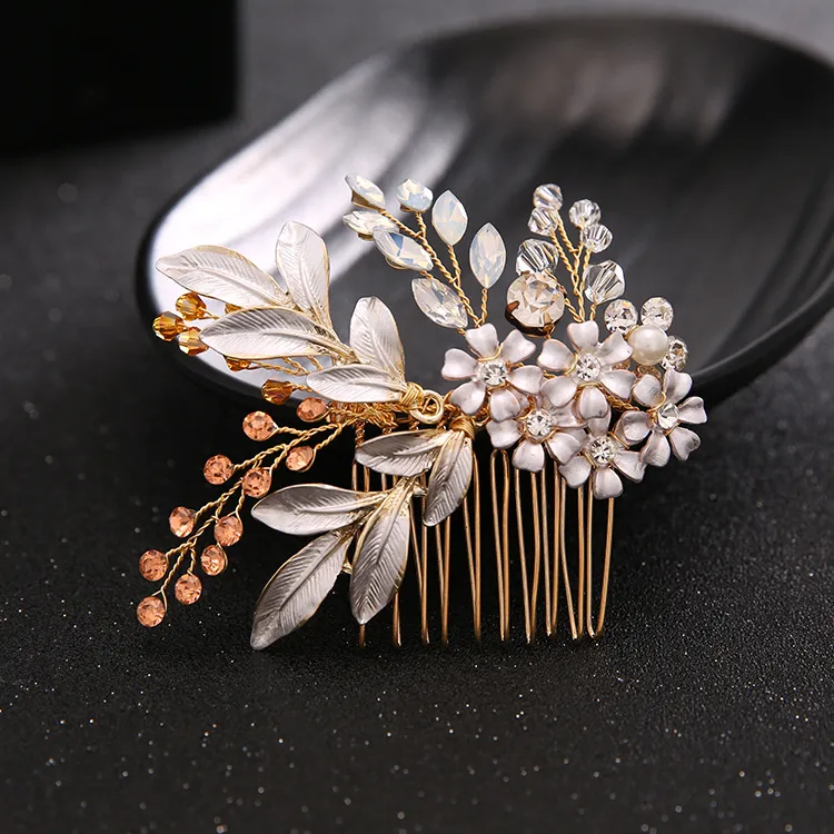 New Handmade Hairband Gold Leaf Headdress Bridal Hair Accessories Bridal Jewelry - Blonde Hair Comb