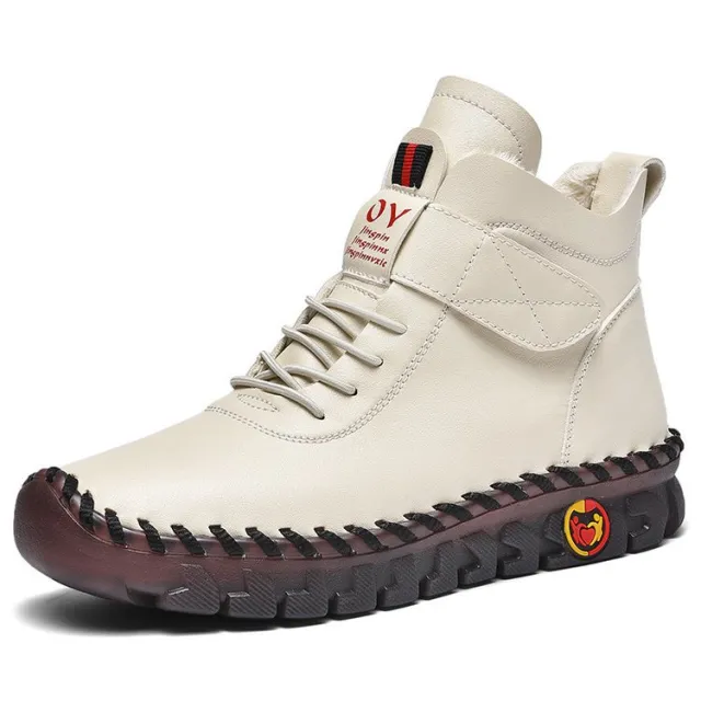 Women Snow Boots Winter Warm Lace Up Plush Ankle Boots With Sewing Thread Design New Waterproof Non slip Platform Cozy Shoes Beige - Shop at LoveMi
