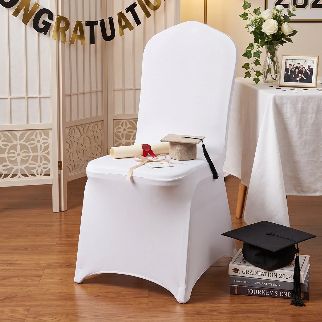1PCS Stretch Spandex White Folding Chair Covers Gorgeous Formal Chairs UK — image 7