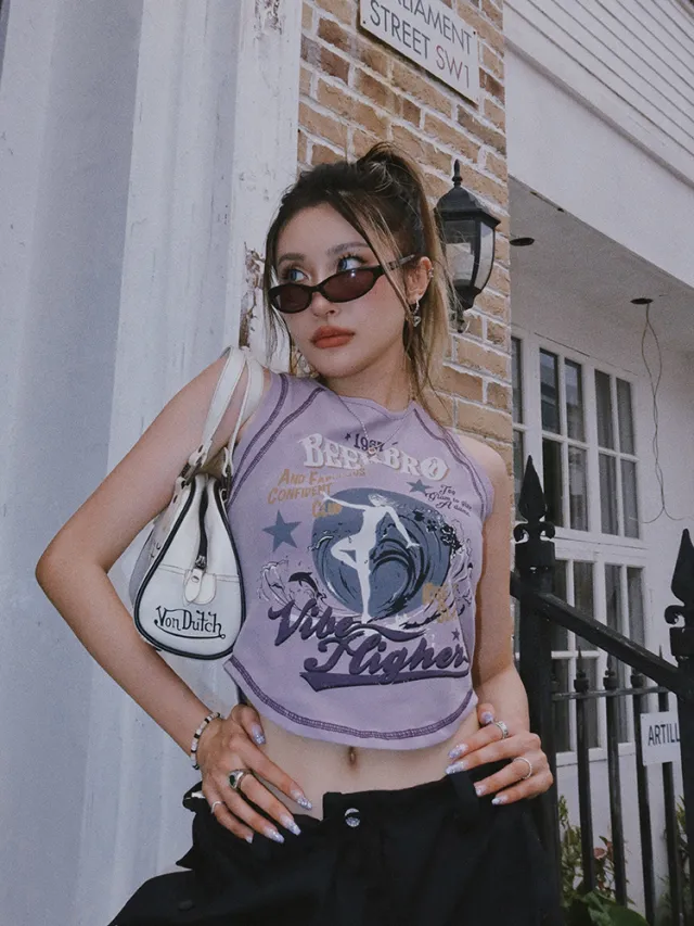 American Retro Design Sense Spice Girl Vest Female Outer Wear Summer Personality Purple - Shop at LoveMi