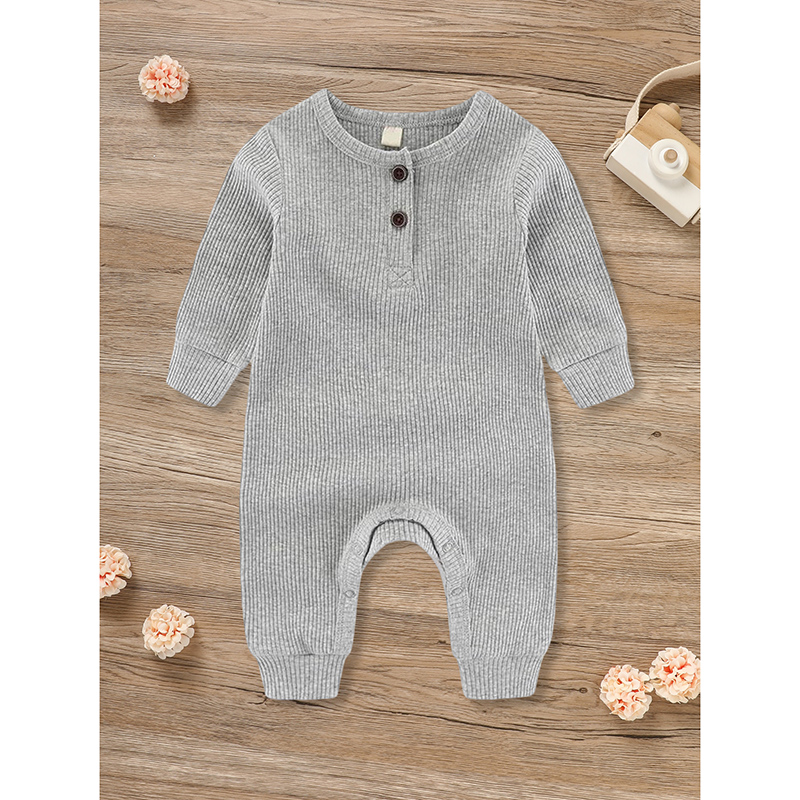 3-Pack Newborns Infants Baby Boys & Girls Long Sleeve Ribbed Romper Soft Button Front Jumpsuit — foto 23