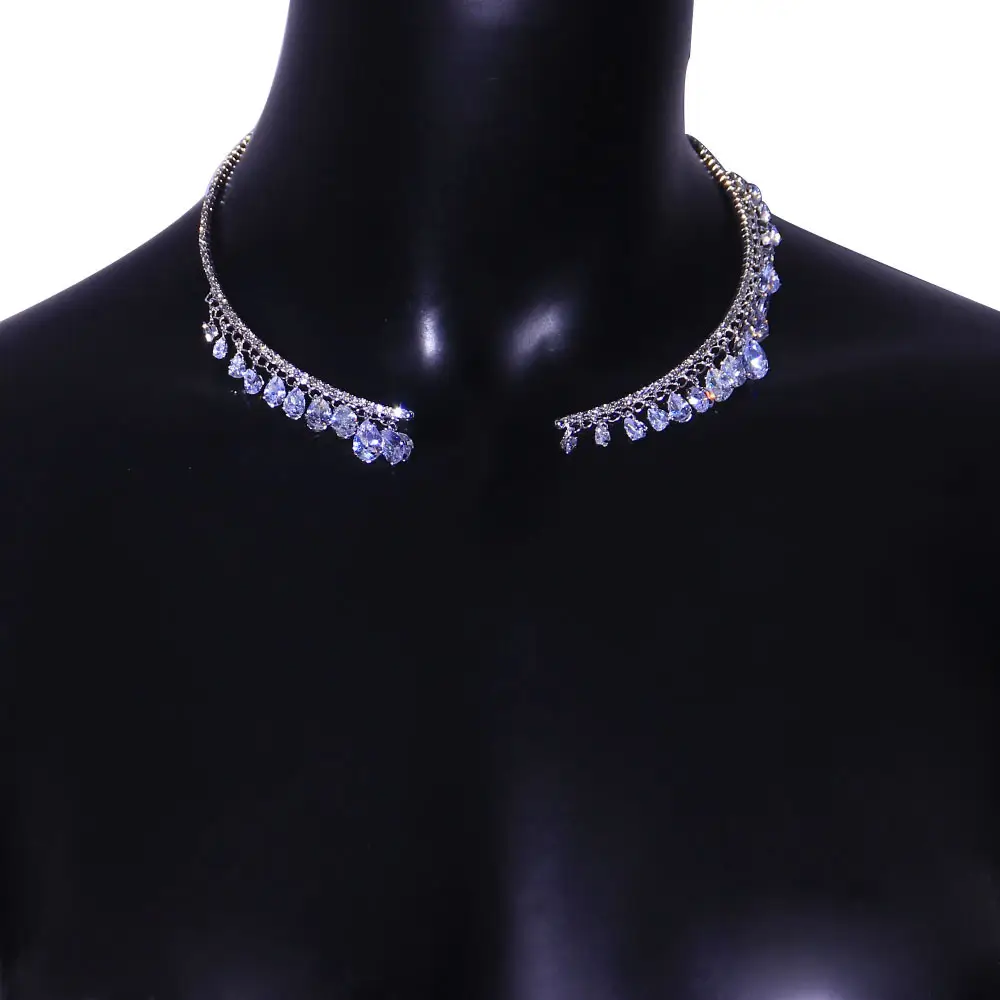 Crystal Drop Choker Necklace for Women Rhinestone Statement Jewelry