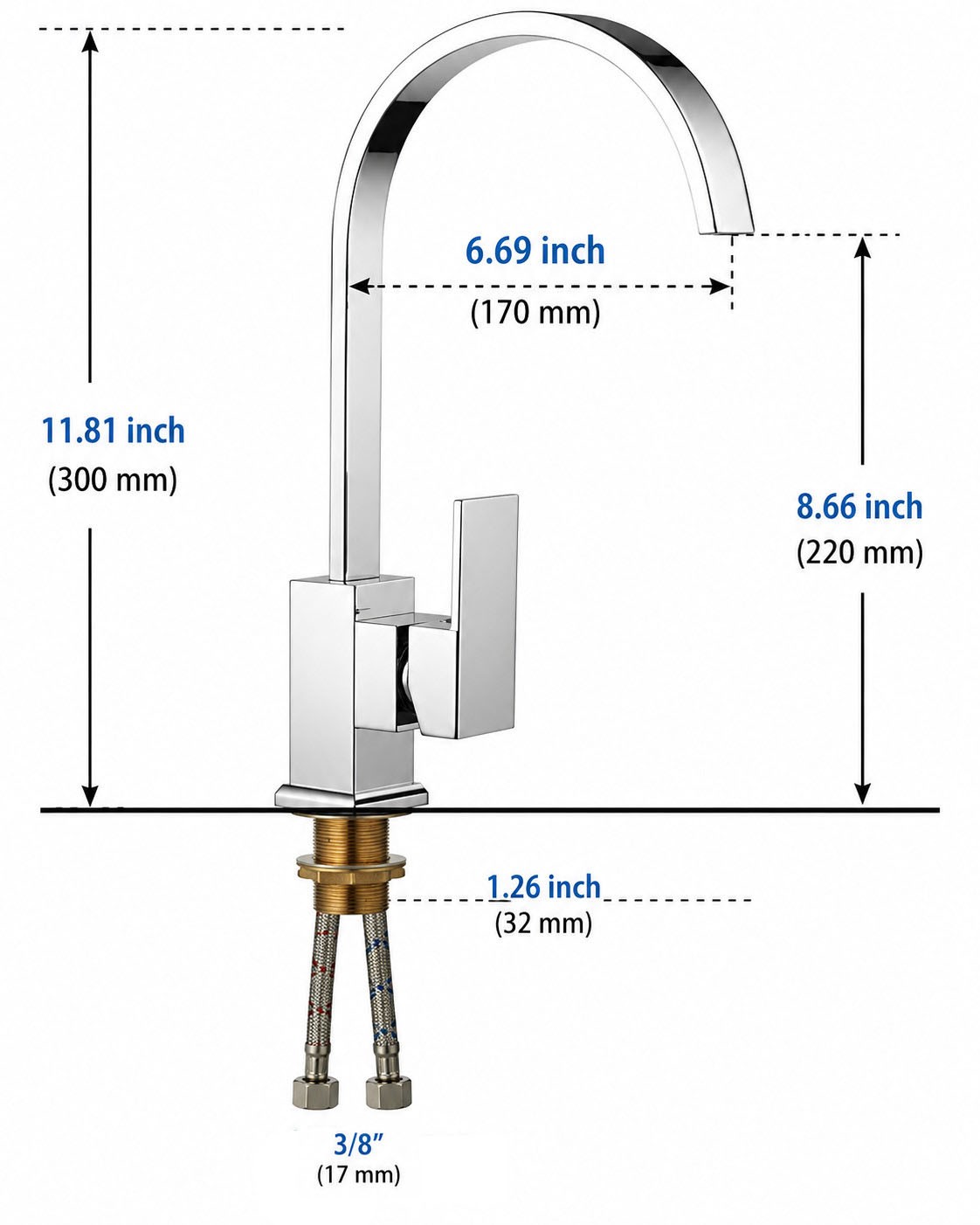 Kitchen Sink Mixer Tap Chrome Waterfall Monobloc Swivel Single Lever — image 4