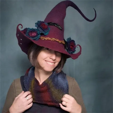 Women Modern Witch Hat Costume Pointed Wool Felt Halloween