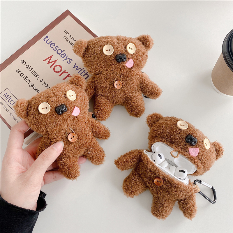 Plush Button Tongue Bear Earphone Protective Case - Image 5