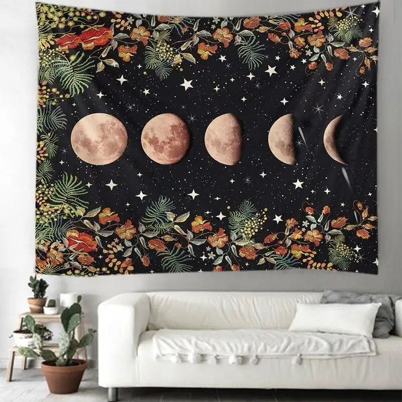 Printed Face Of The Moon Tapestry Multifunctional