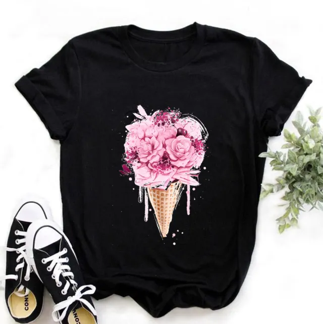 WomenS Bike Fashion Black T Shirt Girl Harajuku Korean Graphic Top Black A - Shop at LoveMi