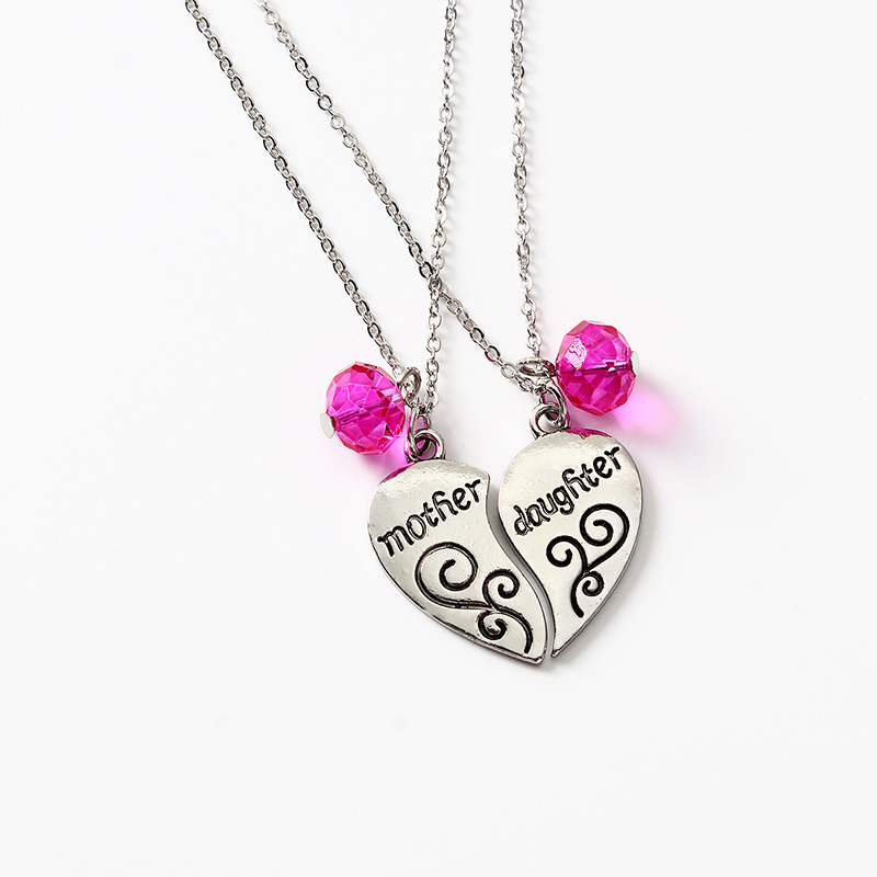 Mother And Daughter Heart-Shaped Matching Letter Necklace