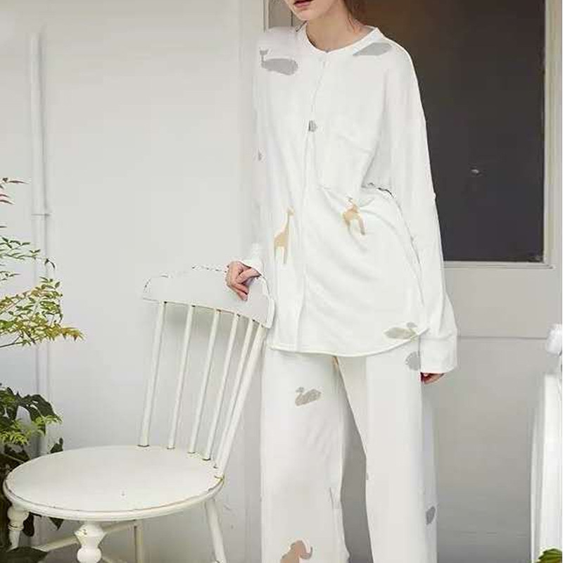 Japanese Cute Printed Small Animal Cotton Pajamas Home Wear