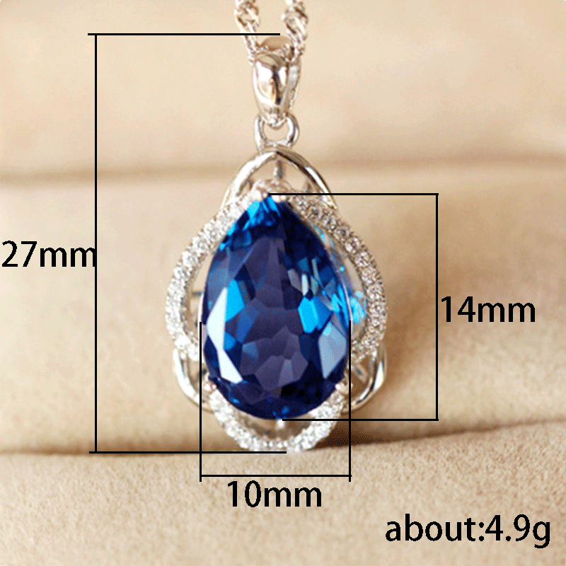 Luxury Simulated Royal Blue Zircon Necklace