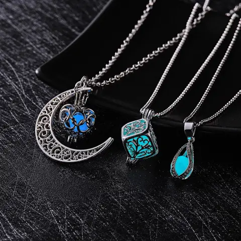 Glow in the Dark Necklace Moon Square Heart Necklaces