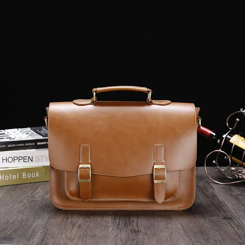 New Business Crazy Horse PU Briefcase Men's