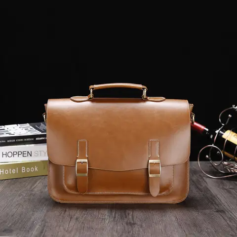 New Business Crazy Horse PU Briefcase Men's Horizontal Retro
