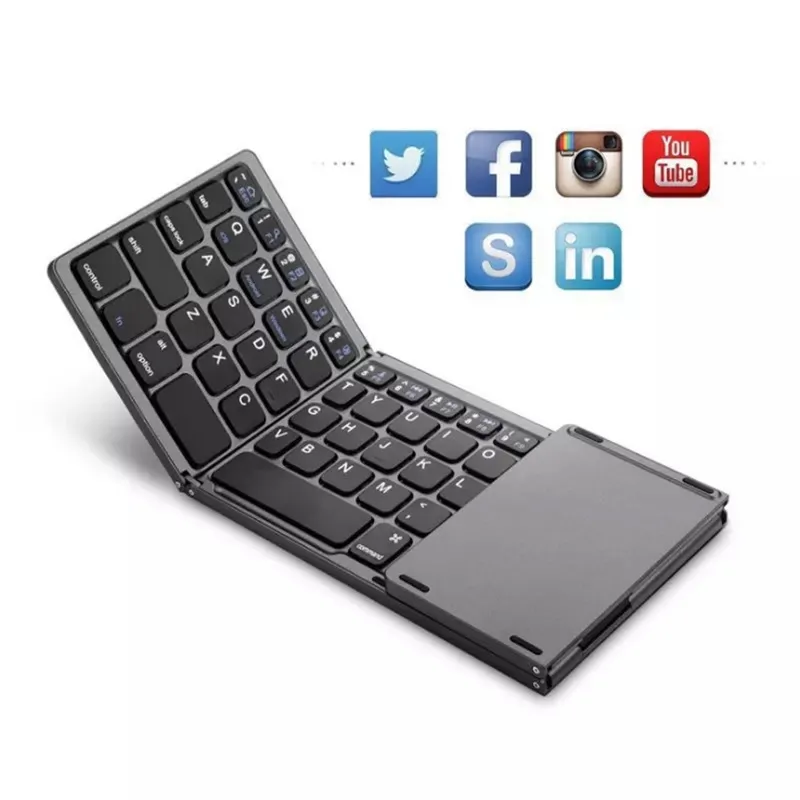 Folding Tablet Phone Computer Wireless Foldable Bluetooth Keyboard Multi-Function Button – image 4
