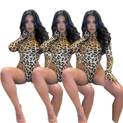 Round Neck Leopard Print One-piece Women's One-piece One-piece - Leopard - View 1