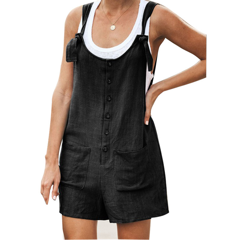 Adjustable Shoulder Strap One-piece Shorts