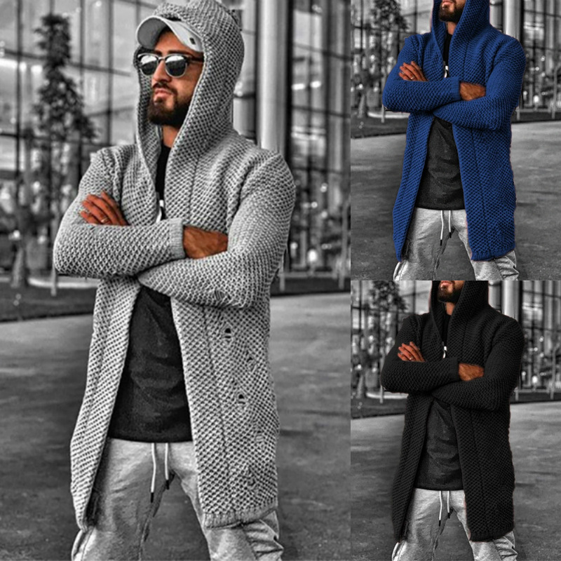 Title 8, Mens solid color hooded sweater coat cardigan,...