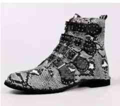 Women's New Thick-heel Rivet Low-top Martin Boots - Serpentine-38 - View 1