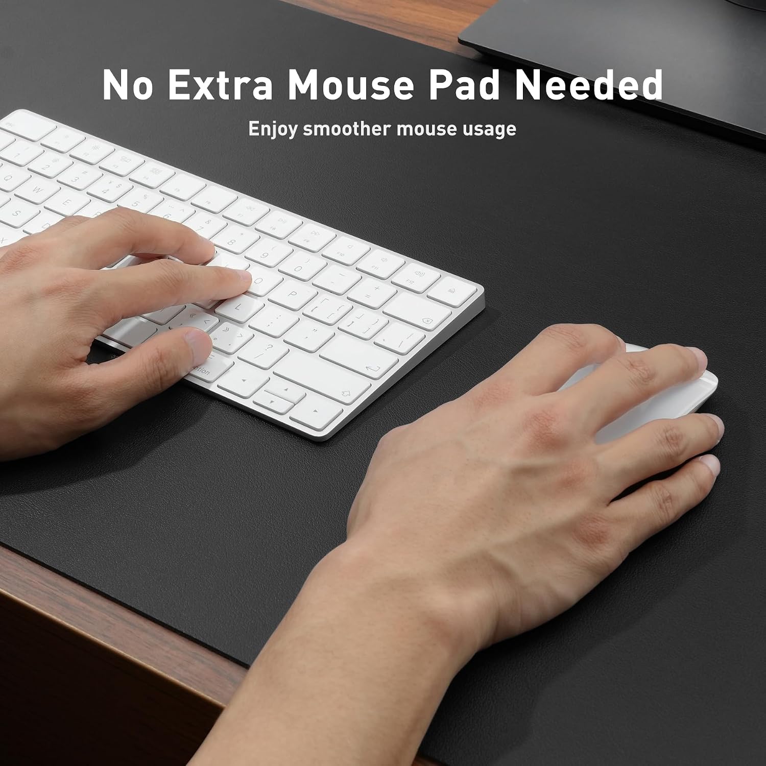 PU Leather Desk Pad Protector, Non Slip Waterproof Desk Blotter And Mouse Pad For Laptop, Writing, Office And Home, Black 4