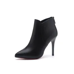 Women's New High-heeled Pointed And Ankle Stiletto Martin Boots - Black - View 1