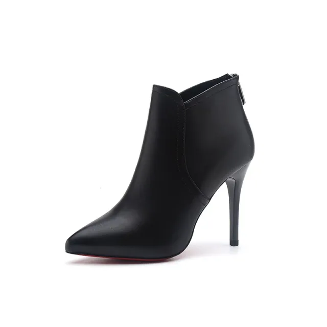 Women's New High heeled Pointed And Ankle Stiletto Martin Boots Black - Shop at LoveMi