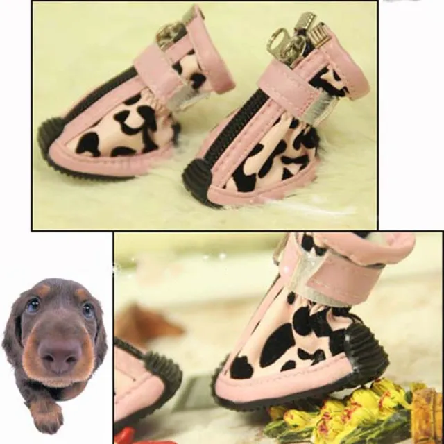 New Fashion PU Leopard Print Pet Shoes Pink - Shop at LoveMi