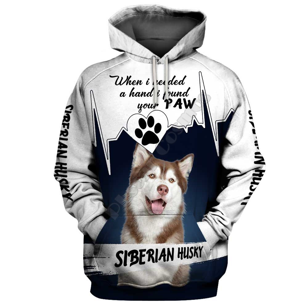 Title 6, 3D Digital Foreign Style Dog Print Crew Neck Ca...