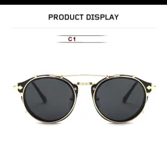 Metal Round Ladies Outdoor Sunglasses Set Mirror - C1 - View 1