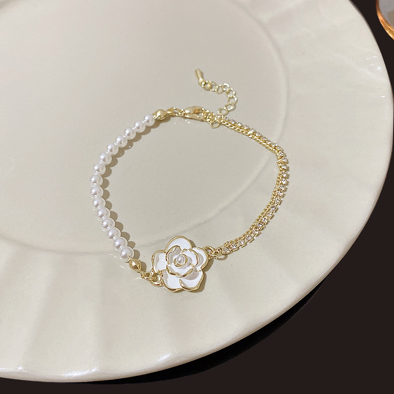 Title 6, Retro Hong Kong Style Camellia Pearl Bracelet F...