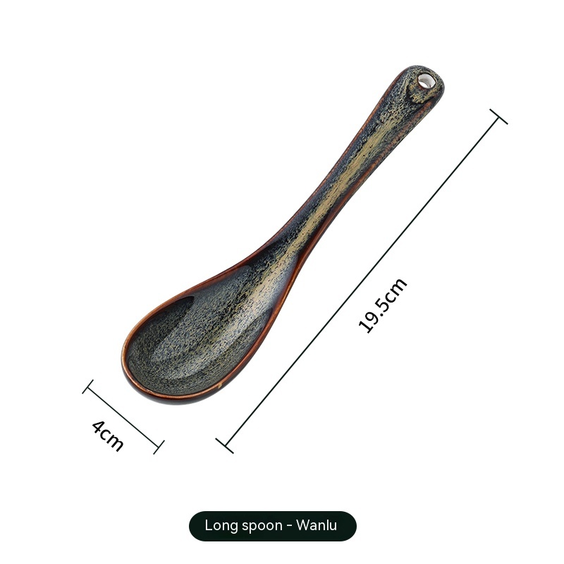 Title 5, Ceramic Soup Spoon Large Soup Long Handle Noodl...