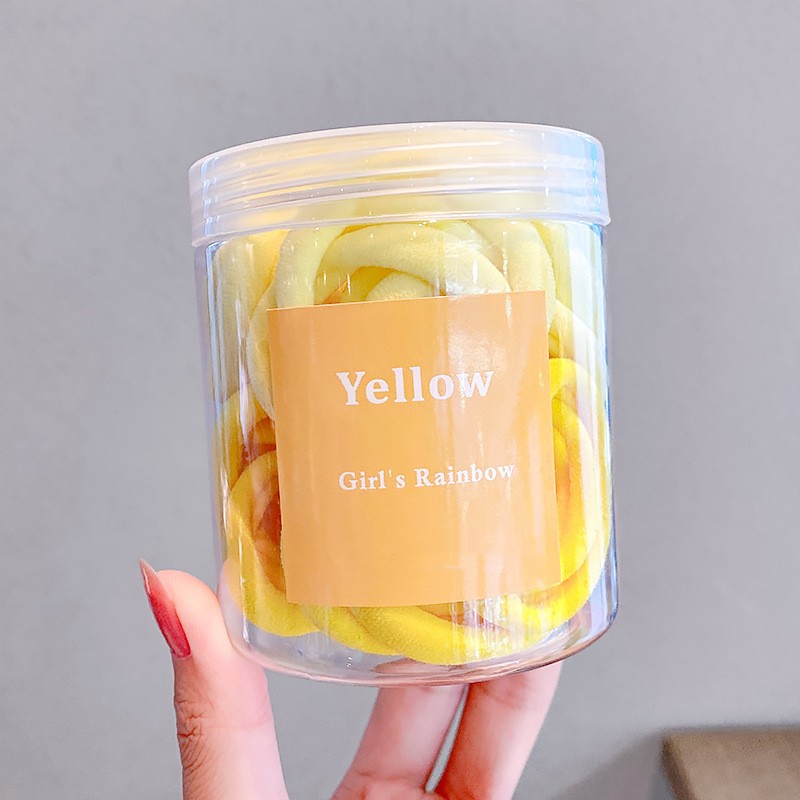 Color Band Towel Ring Canned Highly Elastic Hair Rope 2 Yellow Series 50 Pack - Shop at LoveMi
