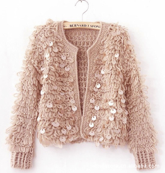 Title 5, Pull court en mohair à paillettes pour femme