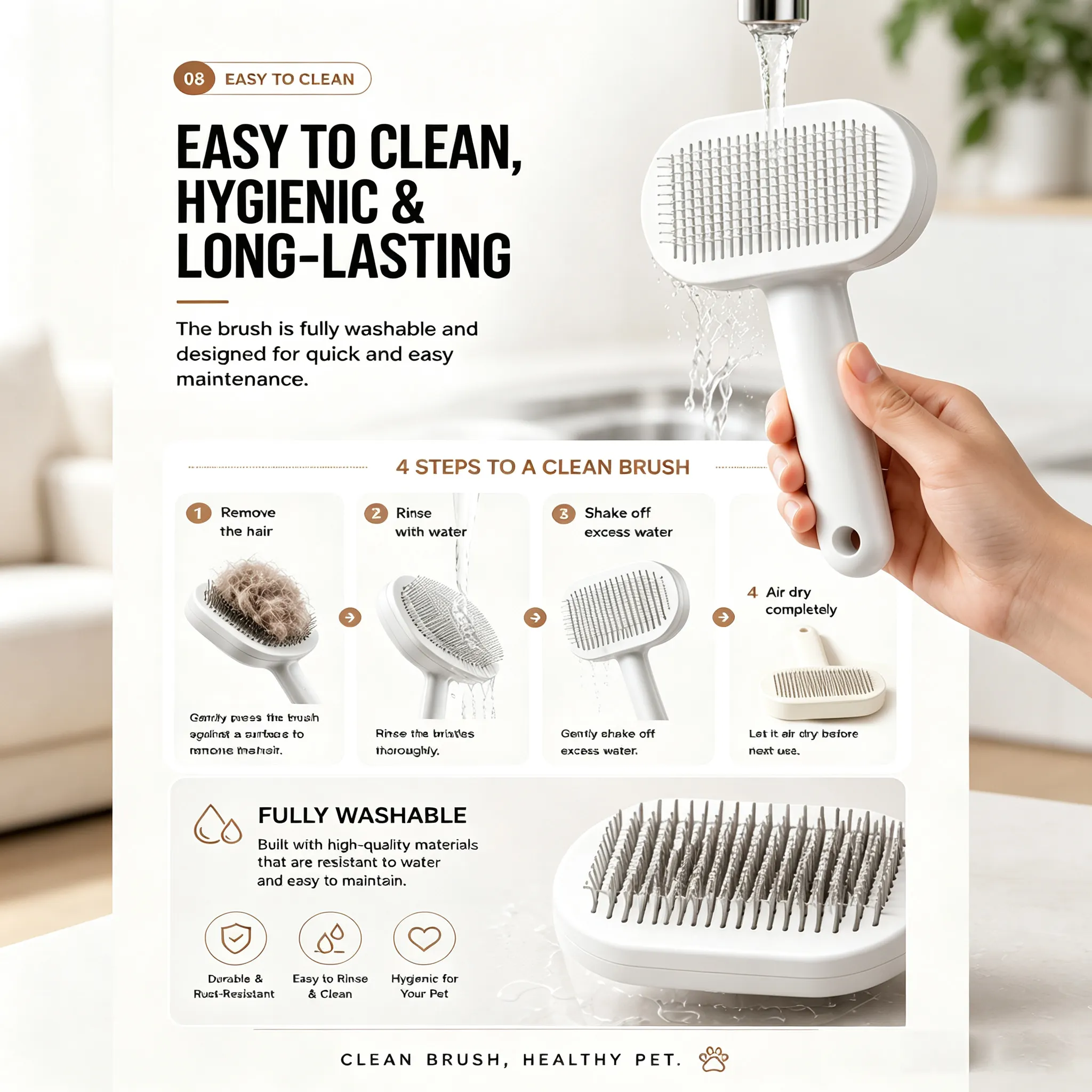 Pet Slicker Brush For Cats & Dogs