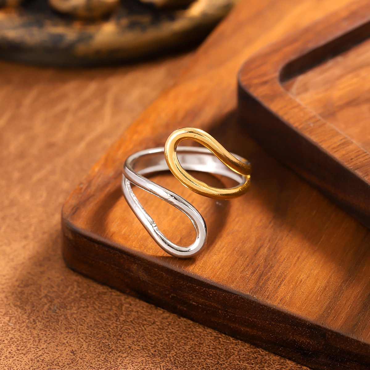 Two Tone Design Asymmetric Stainless Steel Starfish Ring, European & American Ocean Style... thumbnail 7